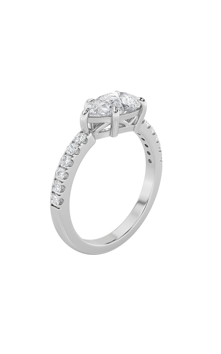 1.5Cttw Pear Shaped Lab Grown Diamond (F/VS) East West Accented Ring in 14K Gold
