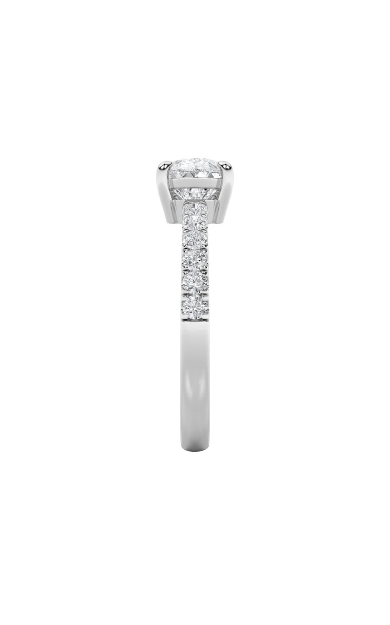 1.5Cttw Pear Shaped Lab Grown Diamond (F/VS) EastWest Accented Ring in 14K Gold