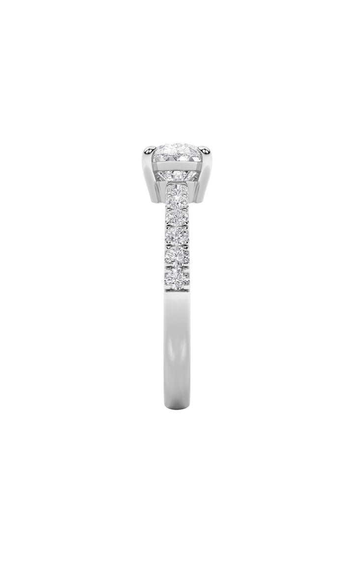 1.5Cttw Pear Shaped Lab Grown Diamond (F/VS) EastWest Accented Ring in 14K Gold