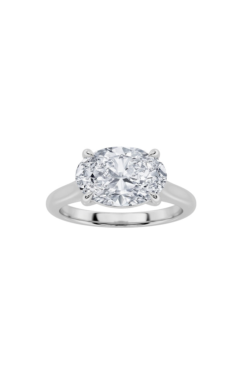 2CTW Oval Shaped Lab Grown Diamond (F/VS) East West Accented Ring in 14K Gold