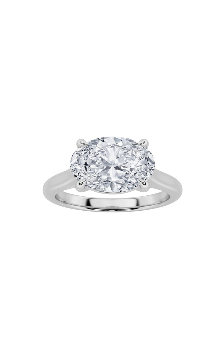 2CTW Oval Shaped Lab Grown Diamond (F/VS) East West Accented Ring in 14K Gold