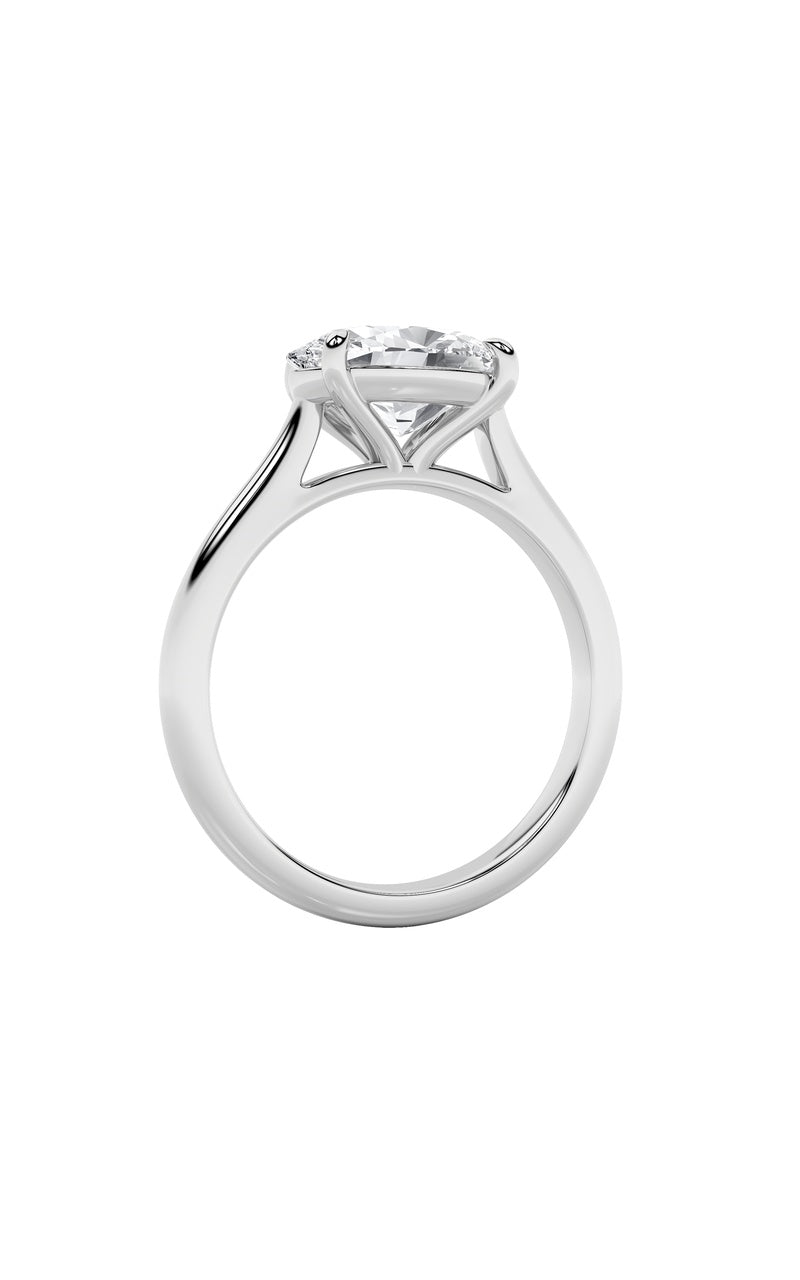 2Cttw Oval Shaped Lab Grown Diamond (F/VS) East West Accented Ring in 14K Gold
