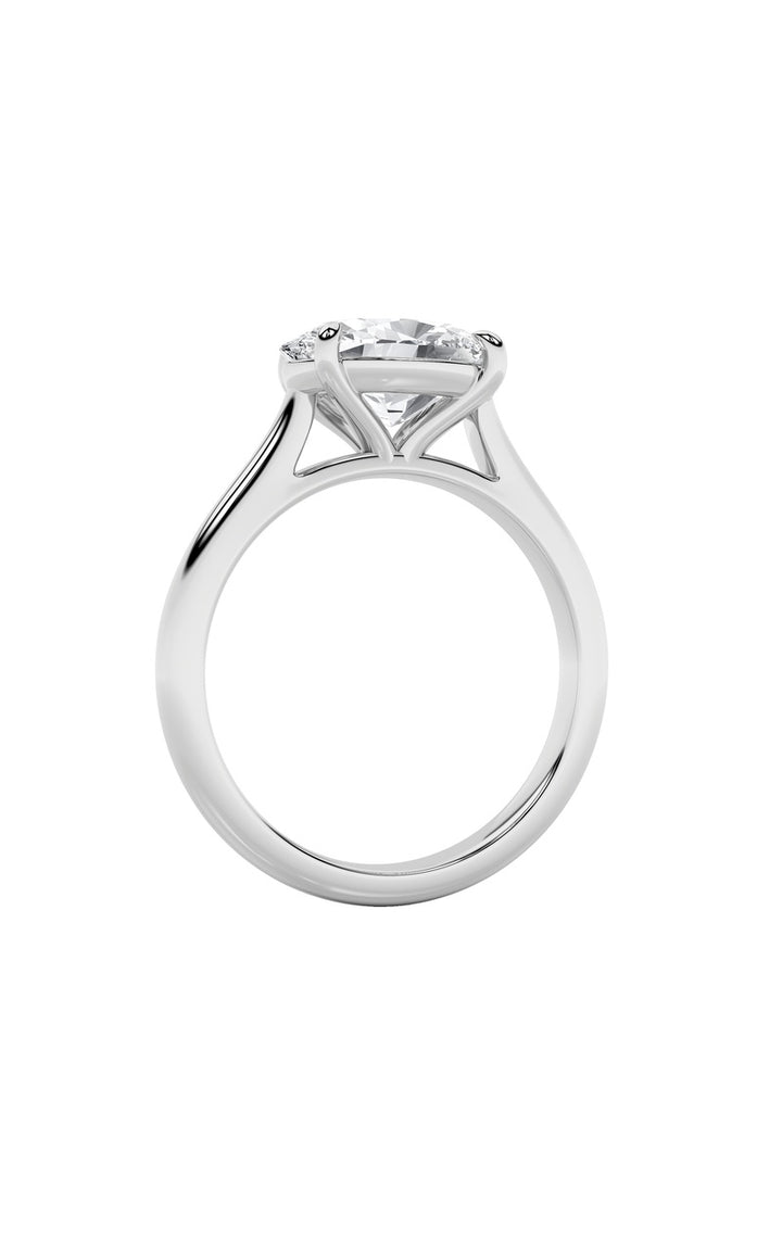 2Cttw Oval Shaped Lab Grown Diamond (F/VS) East West Accented Ring in 14K Gold