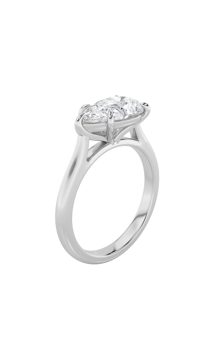 2CTW Pear Shaped Lab Grown Diamond (F/VS) East West Accented Ring in 14K Gold