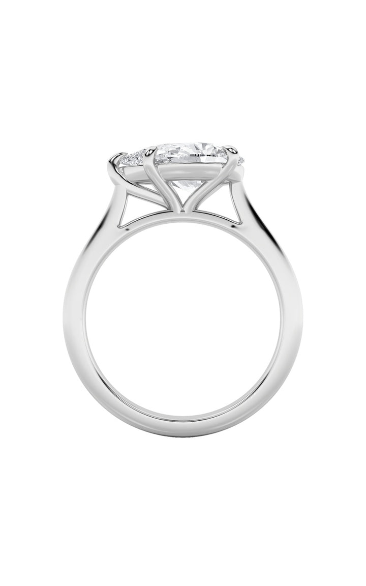2Cttw Pear Shaped Lab Grown Diamond (F/VS) East West Accented Ring in 14K Gold