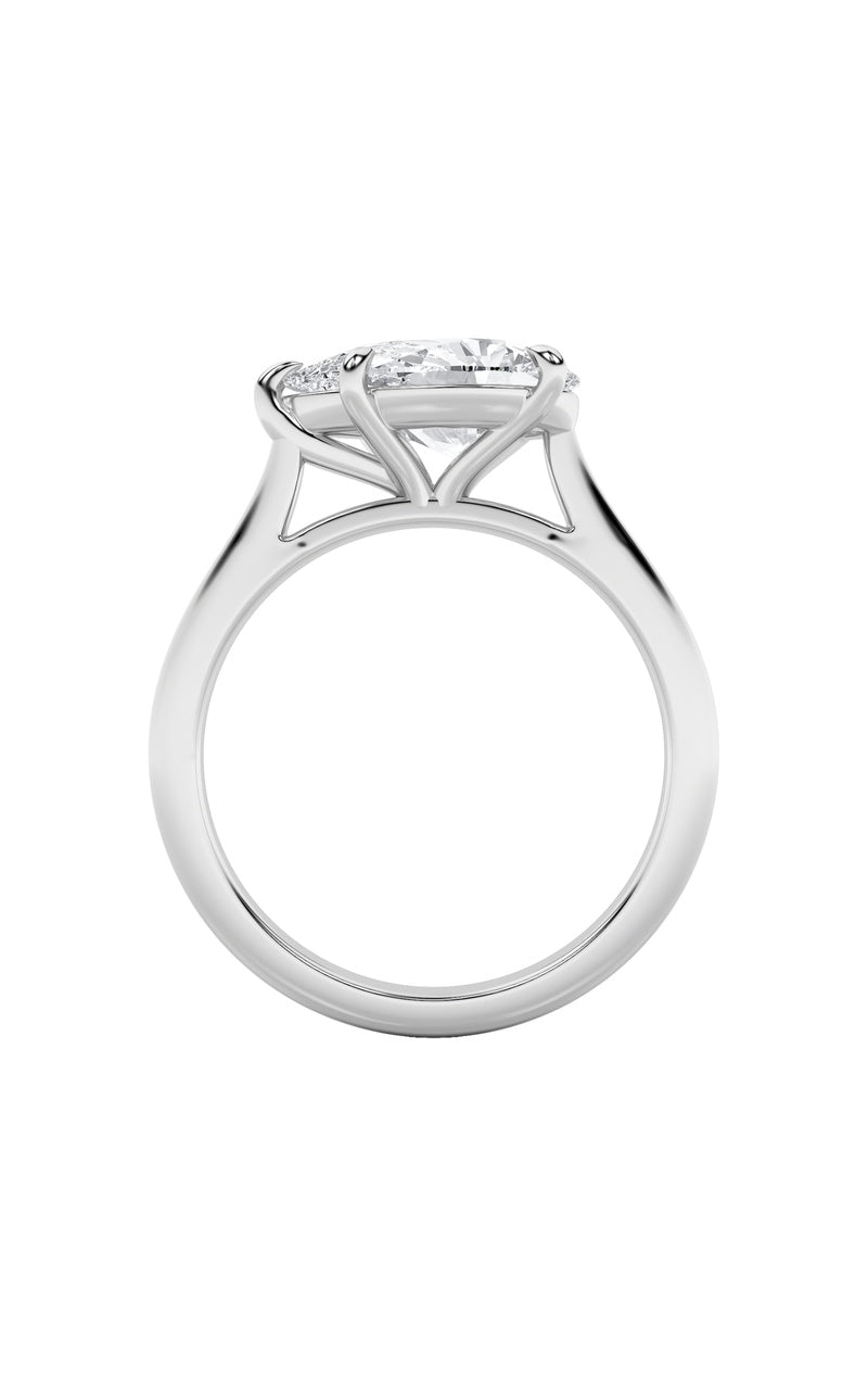 2Cttw Pear Shaped Lab Grown Diamond (F/VS) East West Accented Ring in 14K Gold