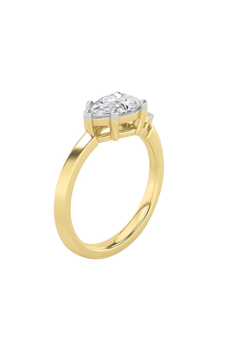 1CTW Pear Shaped Lab Grown Diamond (F/VS) East West Fashion Ring in 14K Gold