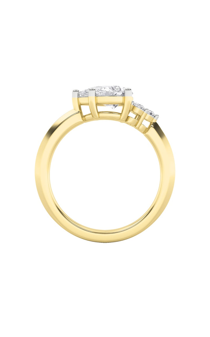 1Cttw Pear Shaped Lab Grown Diamond (F/VS) East West Fashion Ring in 14K Gold