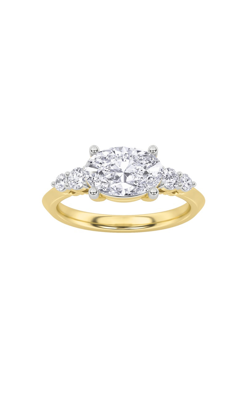 1.5CTW Oval Shaped Lab Grown Diamond (F/VS) East West Five Stone Ring in 14K Gold
