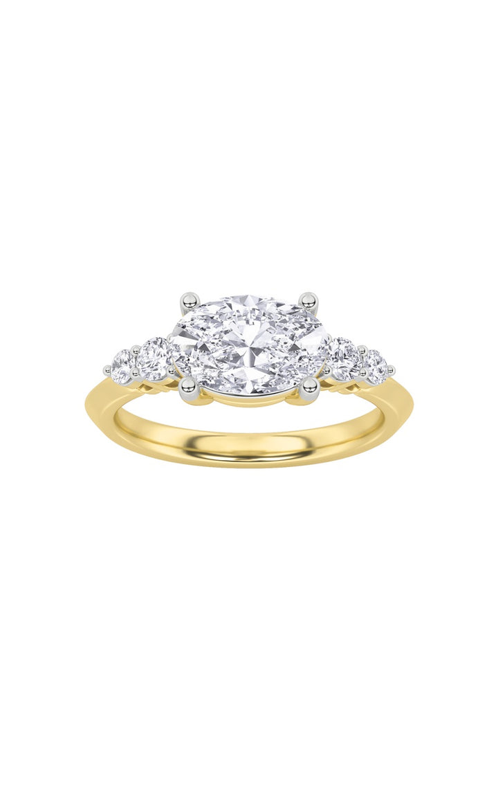 1.5CTW Oval Shaped Lab Grown Diamond (F/VS) East West Five Stone Ring in 14K Gold