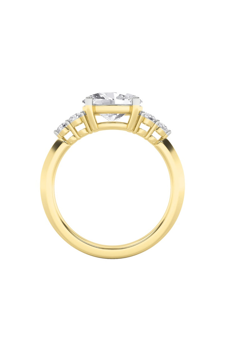 1.5Cttw Oval Shaped Lab Grown Diamond (F/VS) EastWest Five Stone Ring in 14K Gold