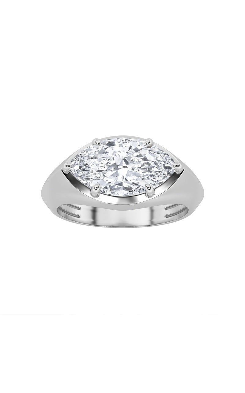 2Cttw Marquise Shaped Lab Grown Diamond (F/VS) East West Solitaire Ring in 14K Gold