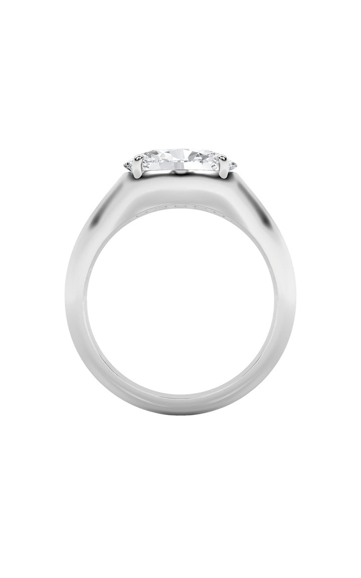 2Cttw Oval Shaped Lab Grown Diamond (F/VS) East West Solitaire Ring in 14K Gold