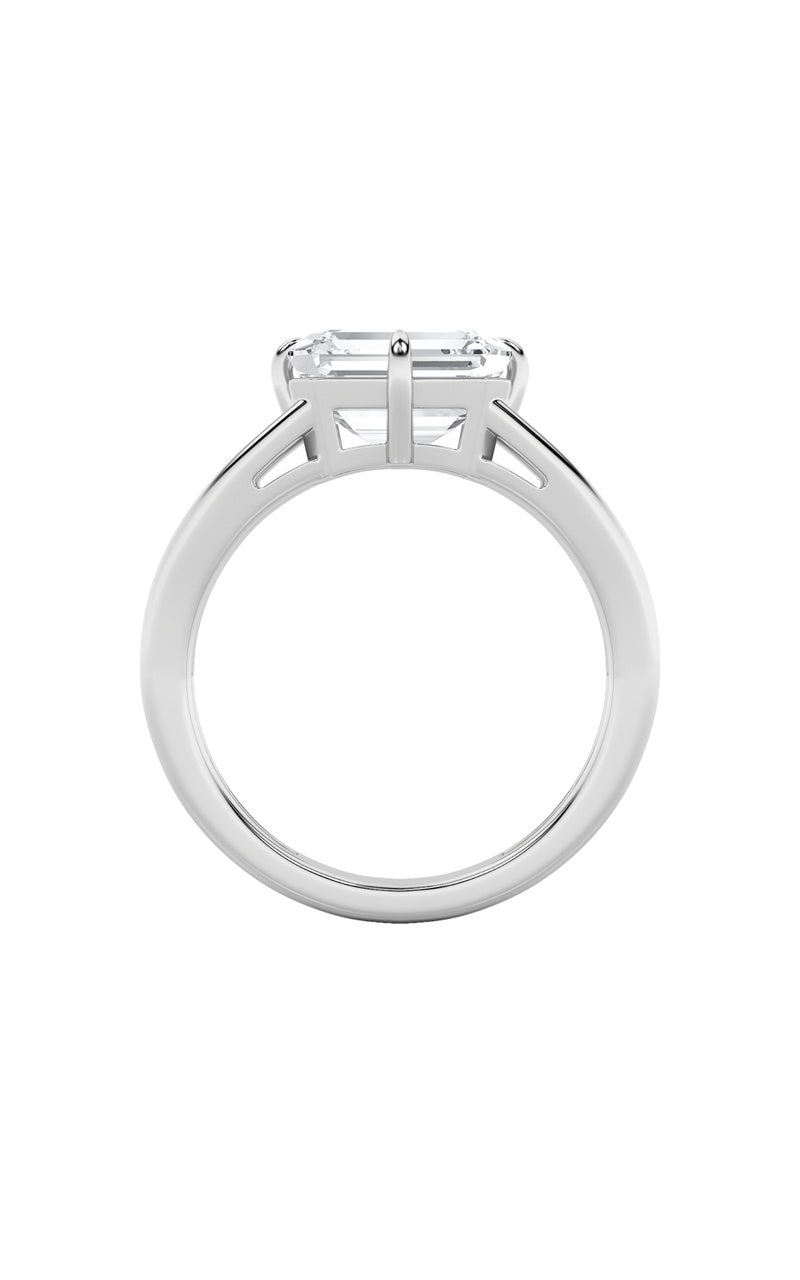 2.5CTW Emerald Shaped Lab Grown Diamond (F/VS) East West Solitaire Ring in 14K Gold