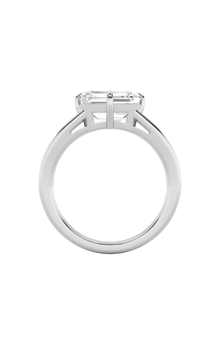 2.5CTW Emerald Shaped Lab Grown Diamond (F/VS) East West Solitaire Ring in 14K Gold