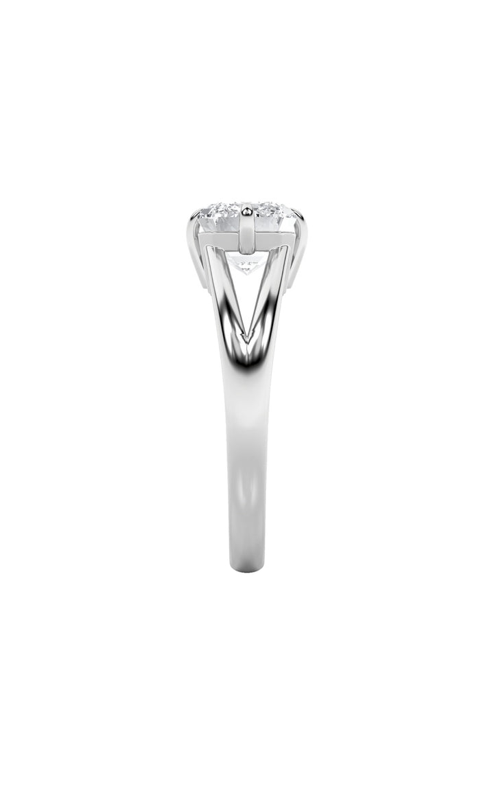 2.5Cttw Emerald Shaped Lab Grown Diamond (F/VS) East West Solitaire Ring in 14K Gold