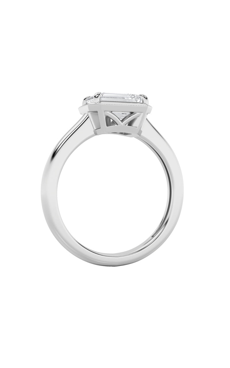 1.5Cttw Emerald Shaped Lab Grown Diamond (F/VS) East West Solitaire Ring in 14K Gold