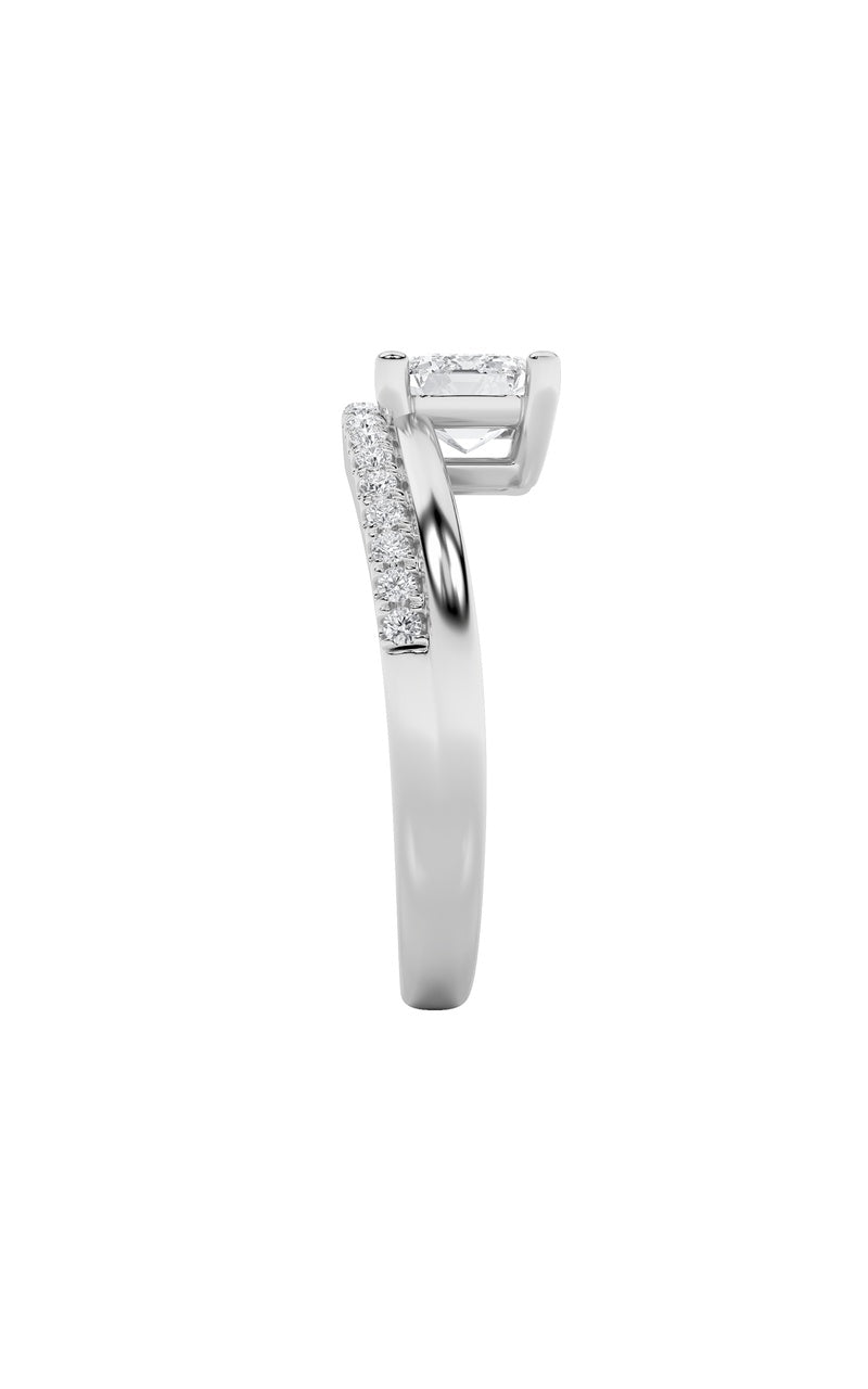 1.5Cttw Emerald Shaped Lab Grown Diamond (F/VS) East West Accented Solitaire Ring in 14K Gold