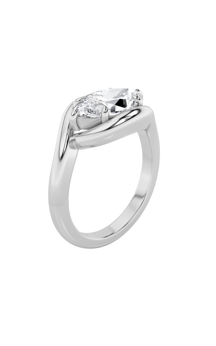 2Cttw Marquise Shaped Lab Grown Diamond (F/VS) East West Solitaire Ring in 14K Gold