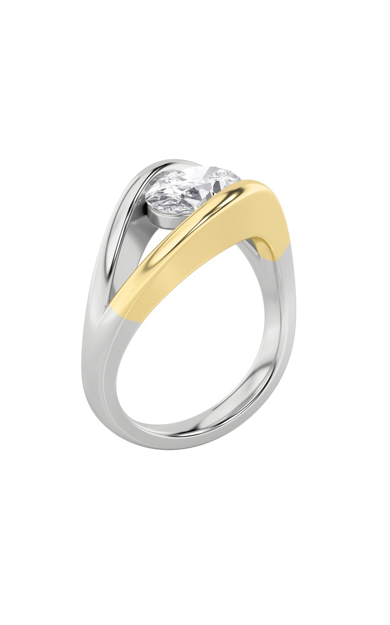 1.5CTW Oval Shaped Lab Grown Diamond (F/VS) East West Solitaire Ring in 14K Gold