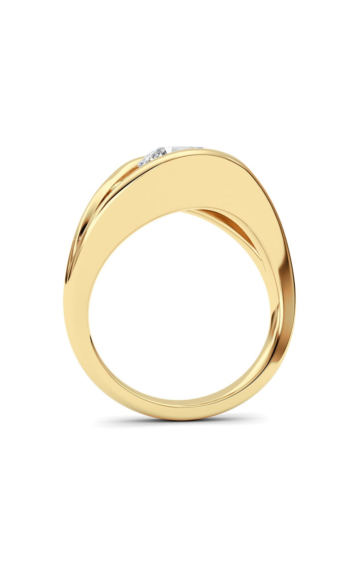 2Cttw Round Shaped Lab Grown Diamond (F/VS) East West Solitaire Fancy Ring in 14K Gold