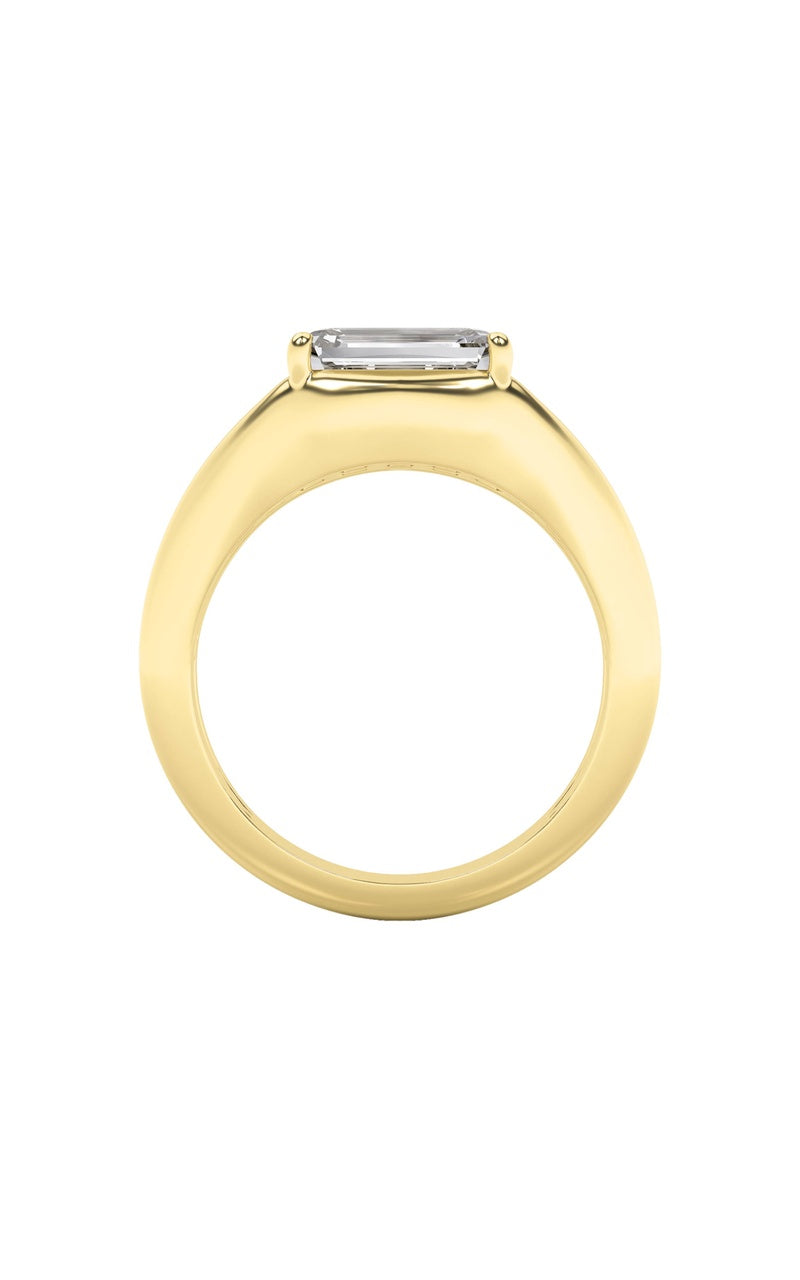 2Cttw Emerald Shaped Lab Grown Diamond (G/VS) East West Solitaire Ring in 14K Gold