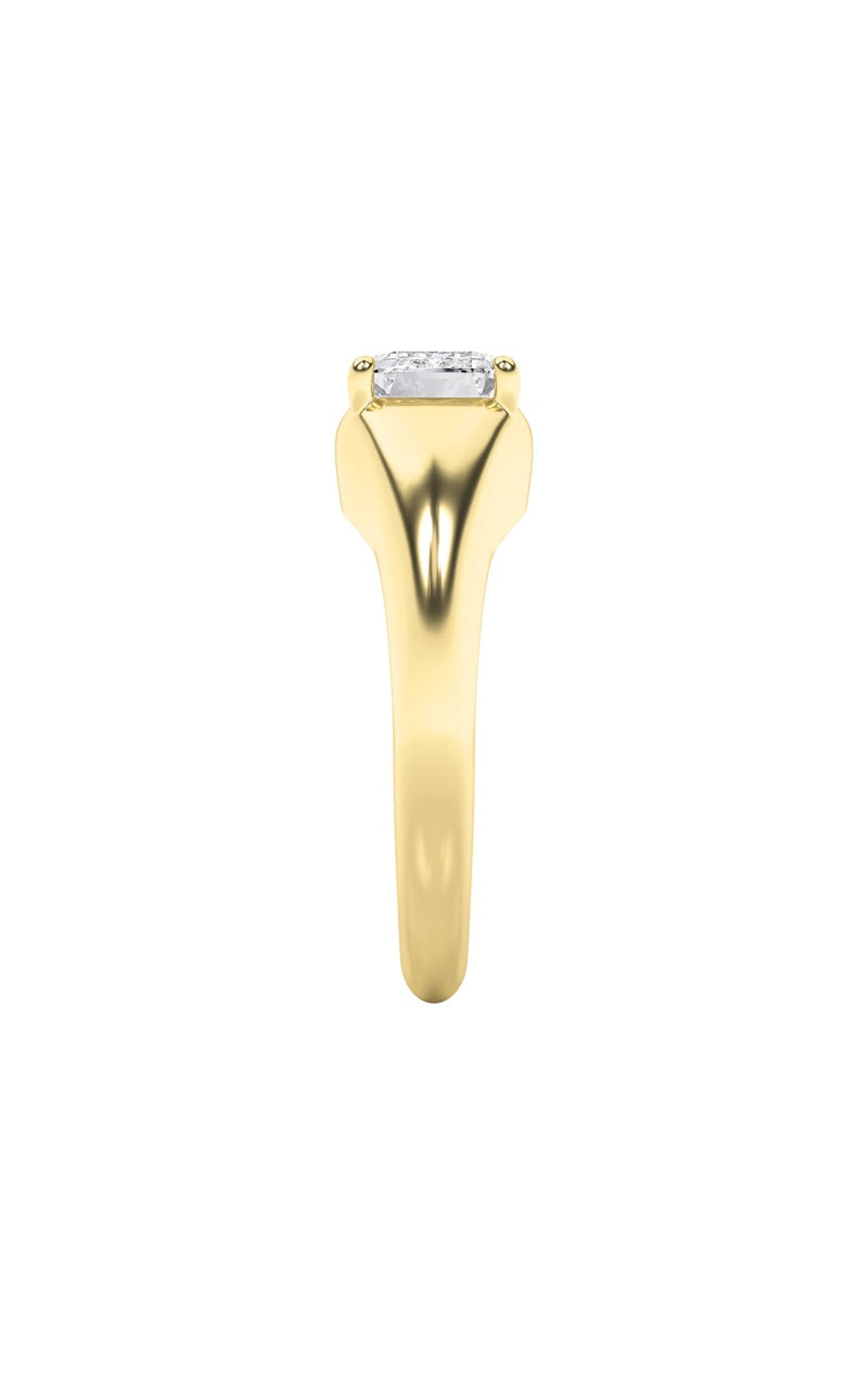 2CTW Emerald Shaped Lab Grown Diamond (G/VS) East West Solitaire Ring in 14K Gold