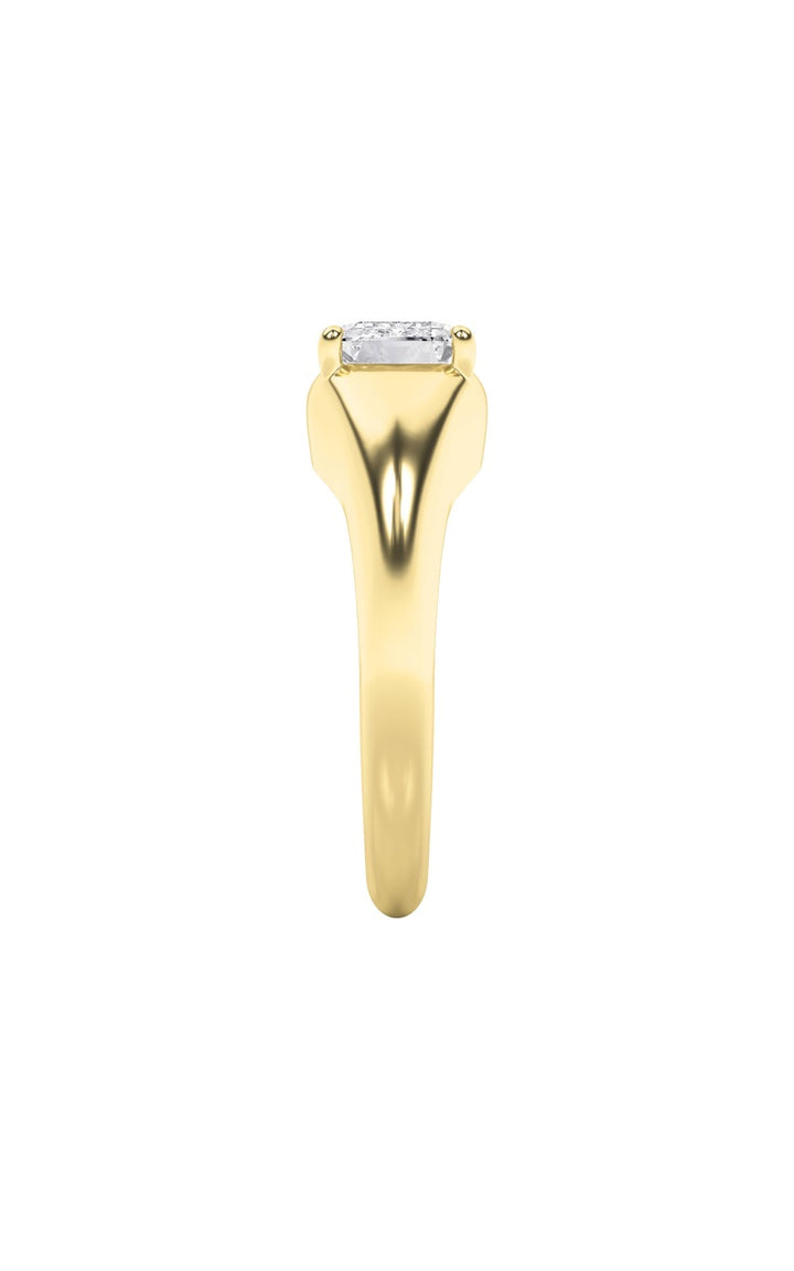 2CTW Emerald Shaped Lab Grown Diamond (G/VS) East West Solitaire Ring in 14K Gold