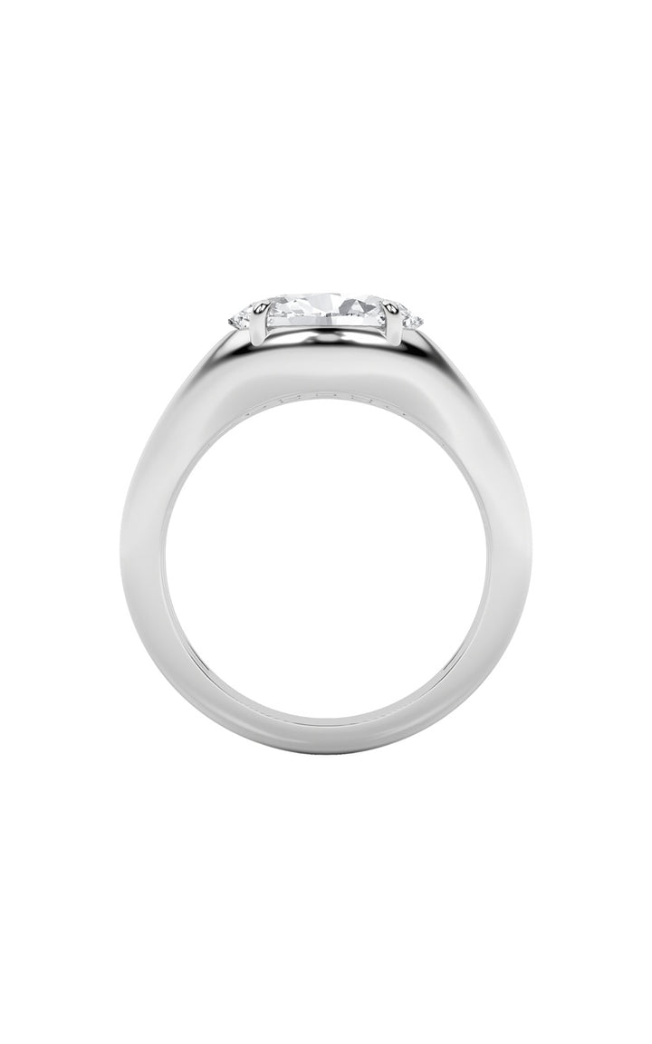 2Cttw Oval Shaped Lab Grown Diamond (F/VS) East West Solitaire Ring in 14K Gold