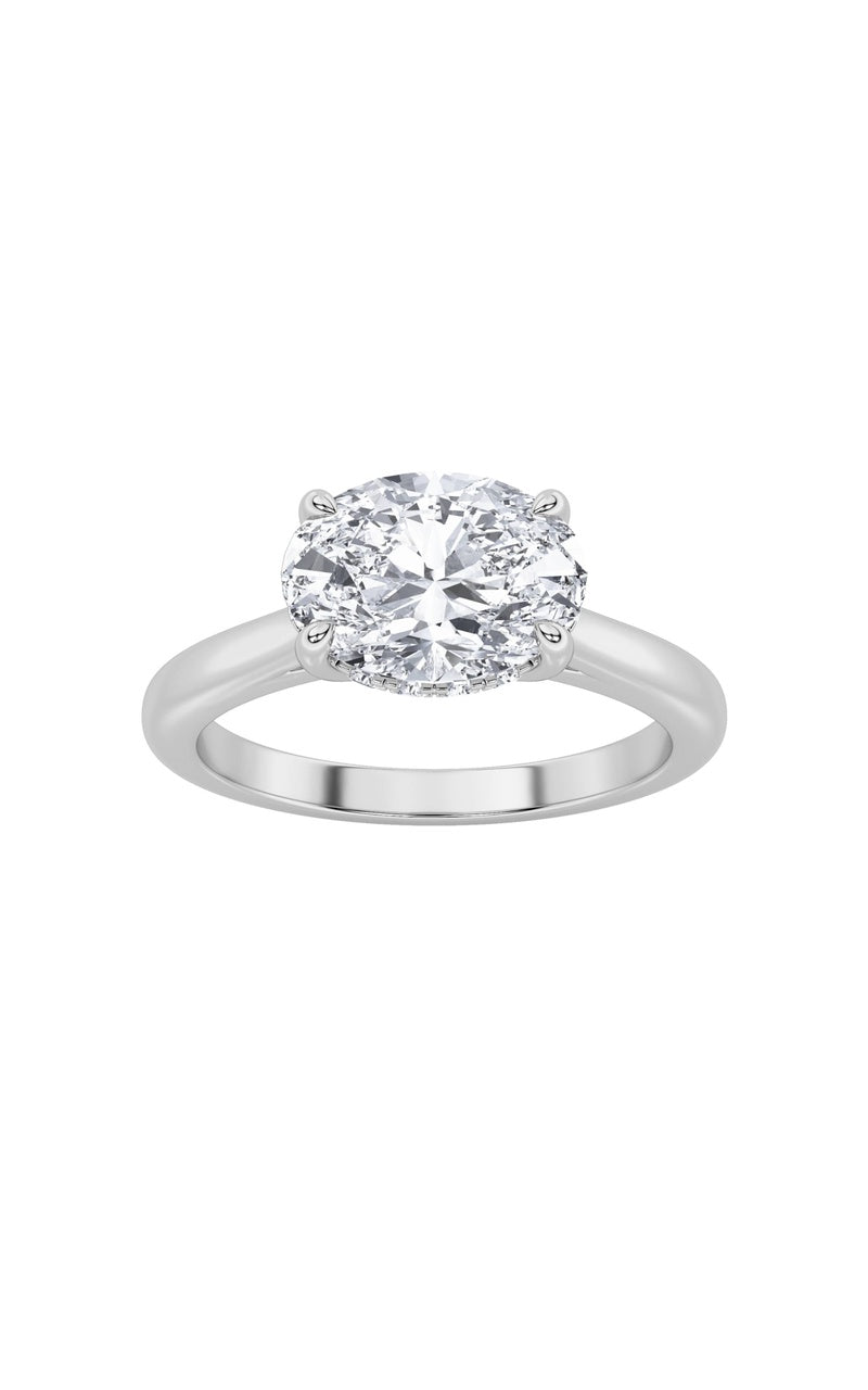 1.5Cttw Oval Shaped Lab Grown Diamond (F/VS) East West Solitaire Ring in 14K Gold