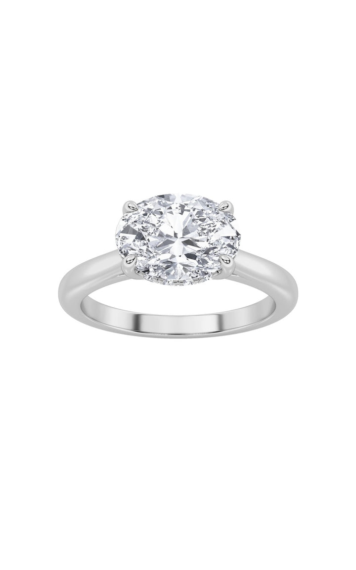 1.5CTW Oval Shaped Lab Grown Diamond (F/VS) East West Solitaire Ring in 14K Gold