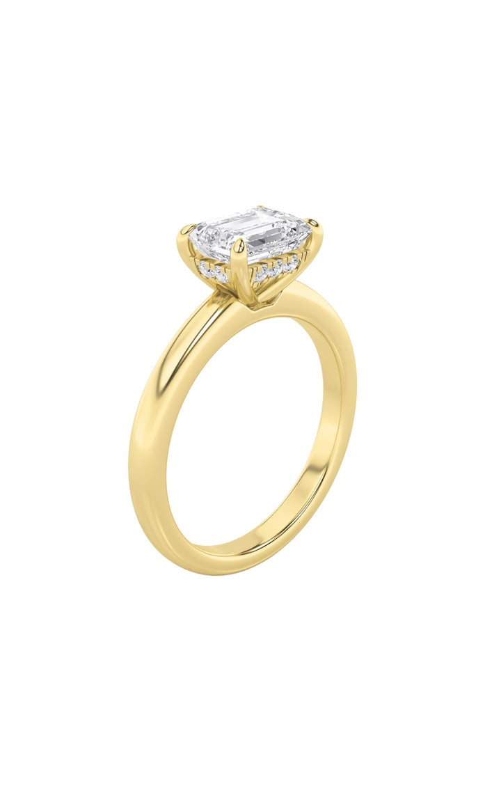 1.5Cttw Emerald Shaped Lab Grown Diamond (F/VS) East West Solitaire Ring in 14K Gold