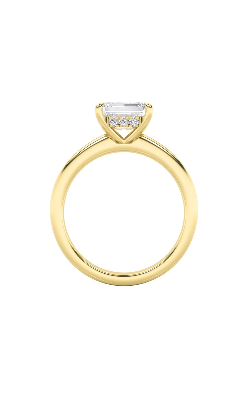 1.5Cttw Emerald Shaped Lab Grown Diamond (F/VS) East West Solitaire Ring in 14K Gold