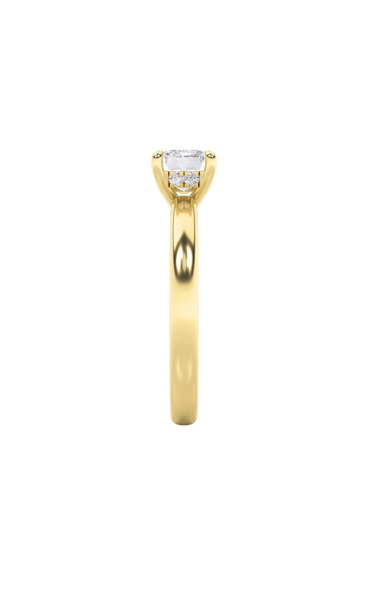 1.5Cttw Emerald Shaped Lab Grown Diamond (F/VS) East West Solitaire Ring in 14K Gold