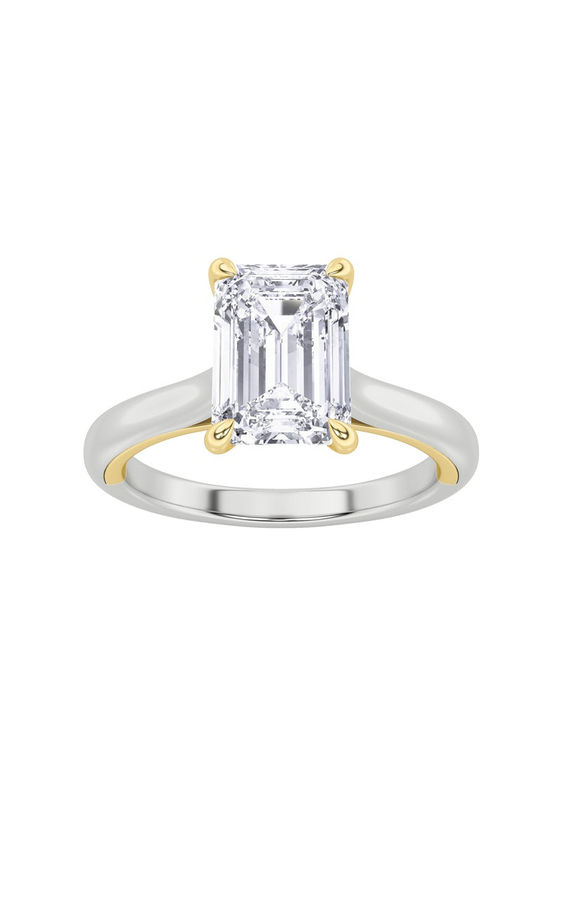2CTW Emerald Shaped Lab Grown Diamond (F/VS) Solitaire Engagement Ring in 14K Gold