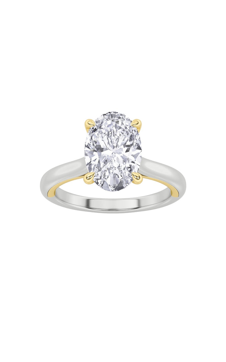 2Cttw Oval Shaped Lab Grown Diamond (F/VS) Solitaire Engagement Ring in 14K Gold