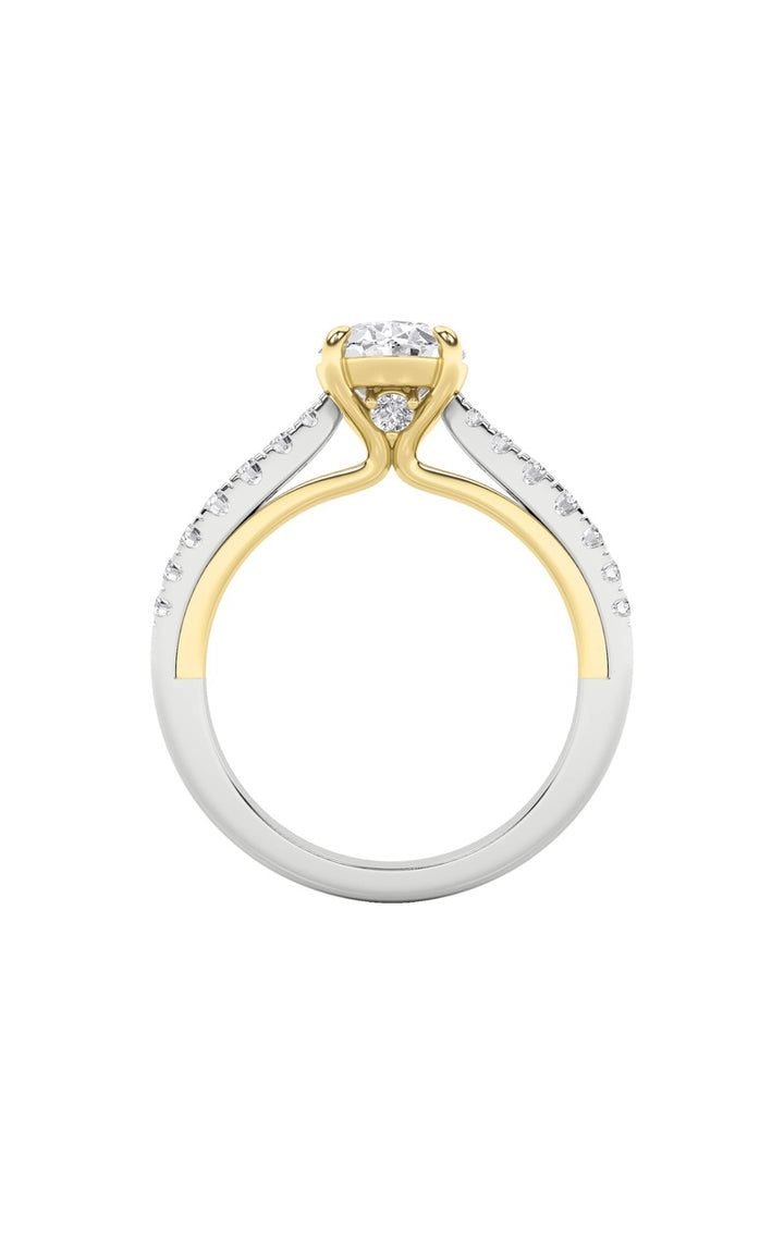 2Cttw Oval Shaped Lab Grown Diamond (F/VS) Solitaire Engagement Ring in 14K Gold