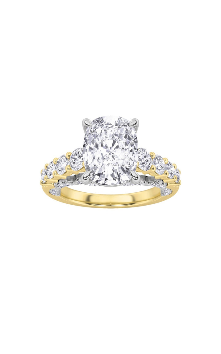 4Cttw Elongated Cushion Shaped Lab Grown Diamond (F/VS)  Ring in 14K Gold