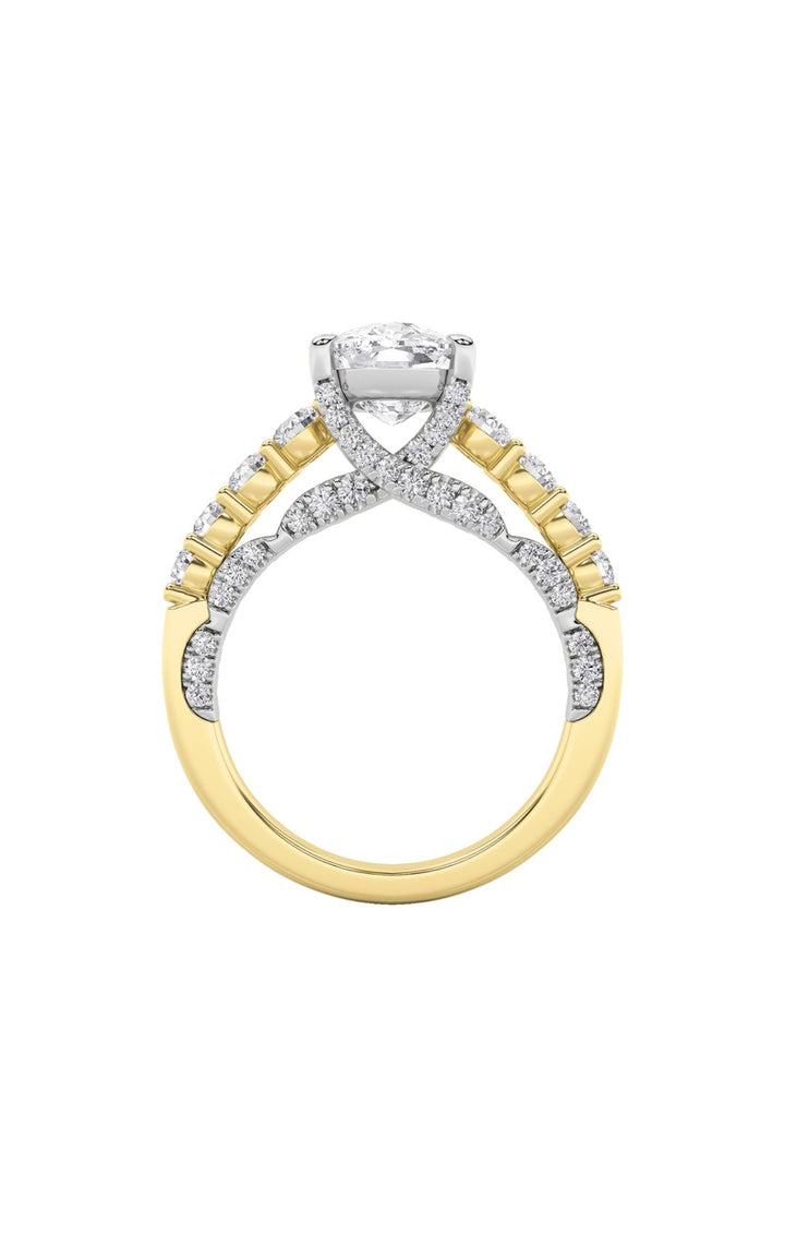 4Cttw Elongated Cushion Shaped Lab Grown Diamond (F/VS)  Ring in 14K Gold