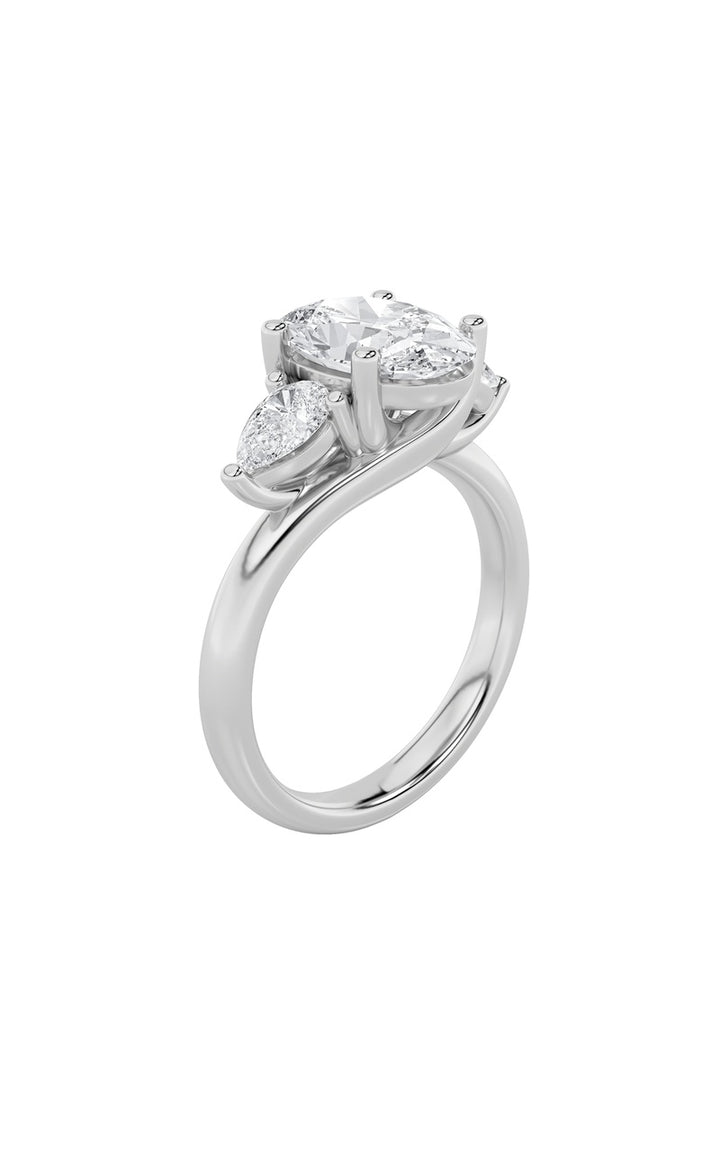 2.5Cttw Oval Shaped Lab Grown Diamond (F/VS) Accented Three Stone Ring in 14K Gold