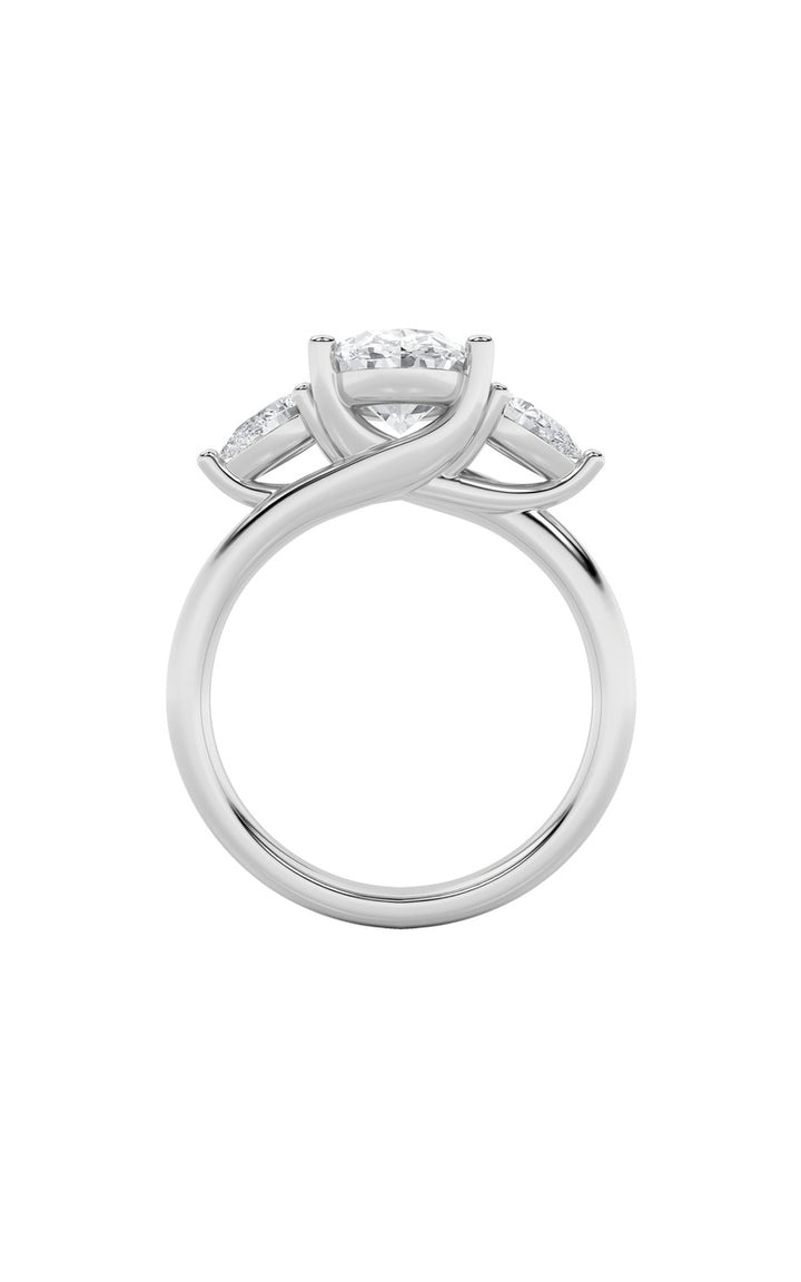 2.5Cttw Oval Shaped Lab Grown Diamond (F/VS) Accented Three Stone Ring in 14K Gold