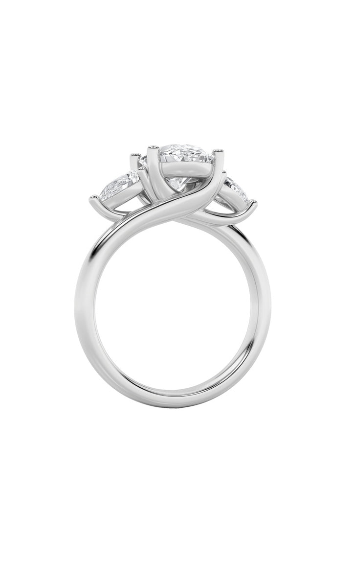 2.5Cttw Oval Shaped Lab Grown Diamond (F/VS) Accented Three Stone Ring in 14K Gold