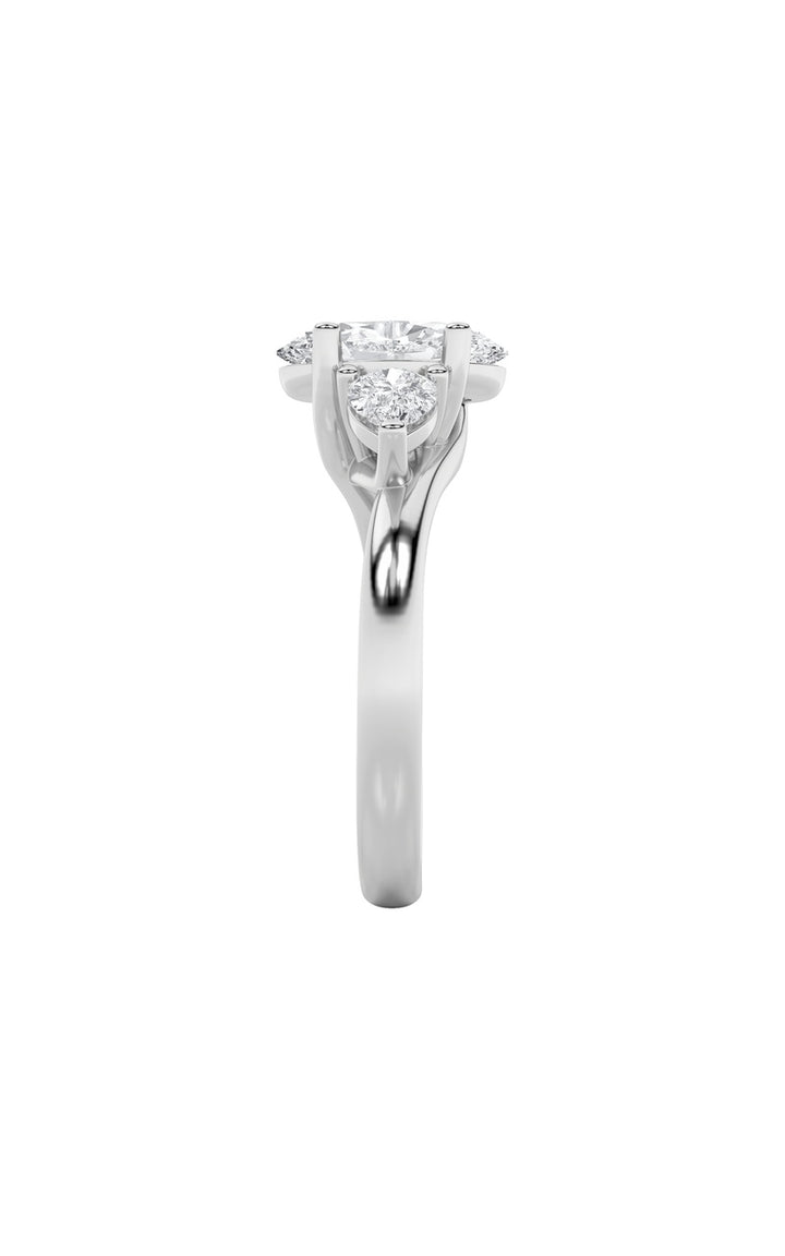 2.5Cttw Oval Shaped Lab Grown Diamond (F/VS) Accented Three Stone Ring in 14K Gold