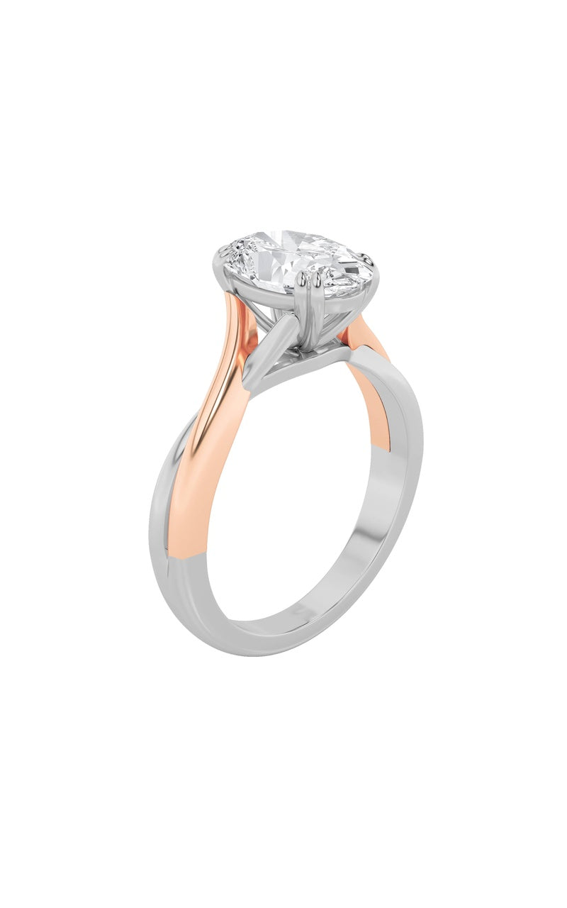 2CTW Oval Shaped Lab Grown Diamond (F/VS) Solitaire Engagement Ring in 14K Gold