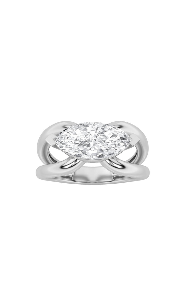 2Cttw Marquise Shaped Lab Grown Diamond (F/VS) East West Solitaire Ring in 14K Gold