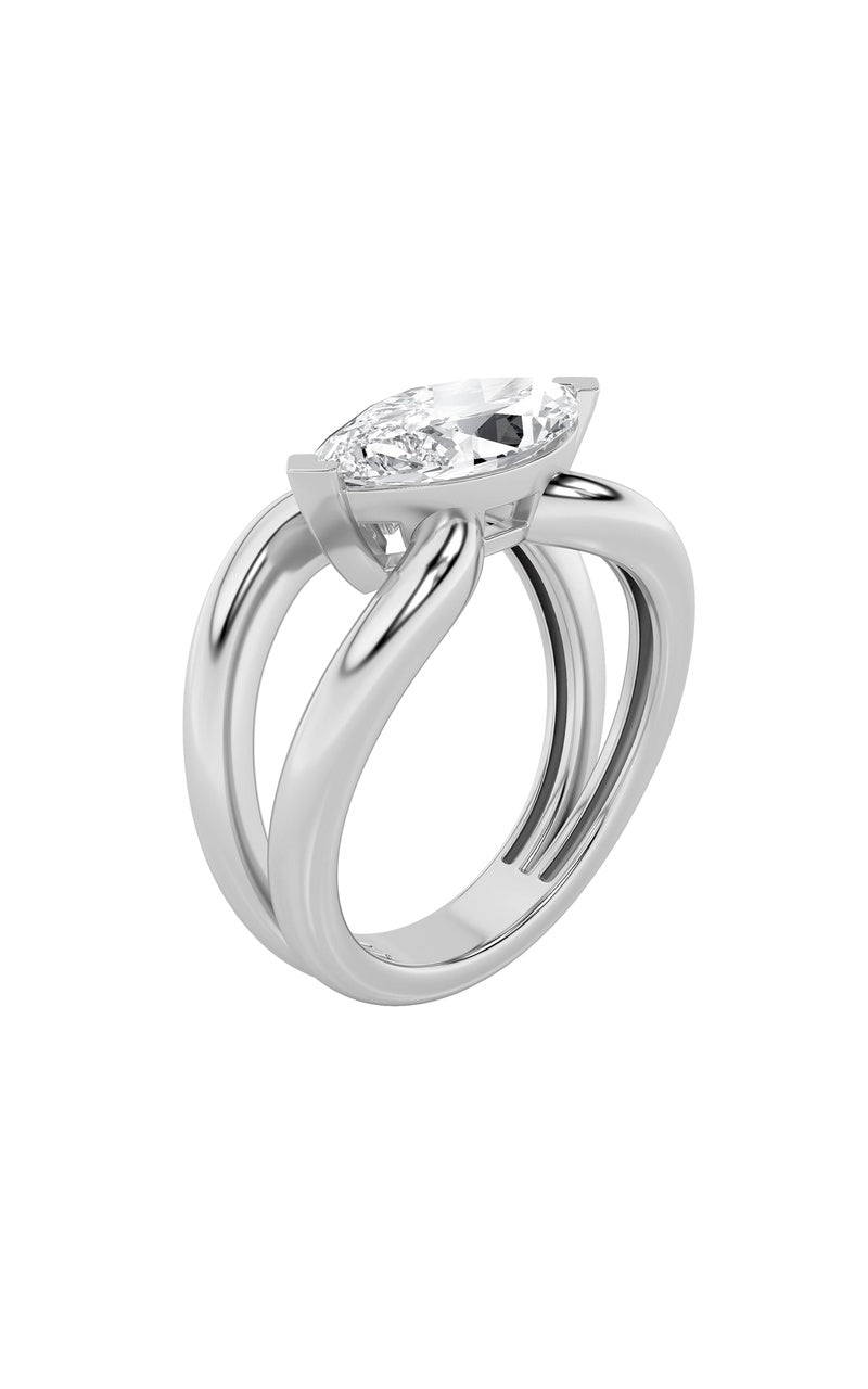 2Cttw Marquise Shaped Lab Grown Diamond (F/VS) East West Solitaire Ring in 14K Gold