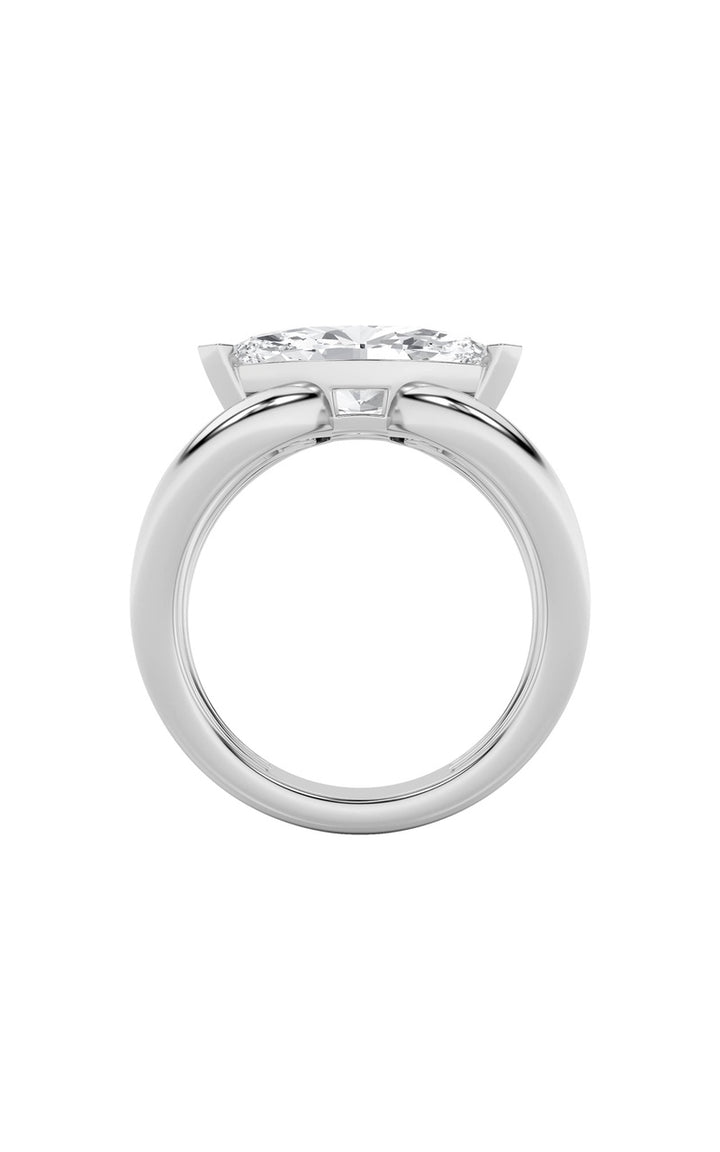2Cttw Marquise Shaped Lab Grown Diamond (F/VS) East West Solitaire Ring in 14K Gold