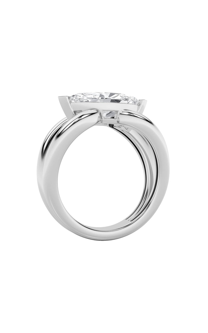 2Cttw Marquise Shaped Lab Grown Diamond (F/VS) East West Solitaire Ring in 14K Gold