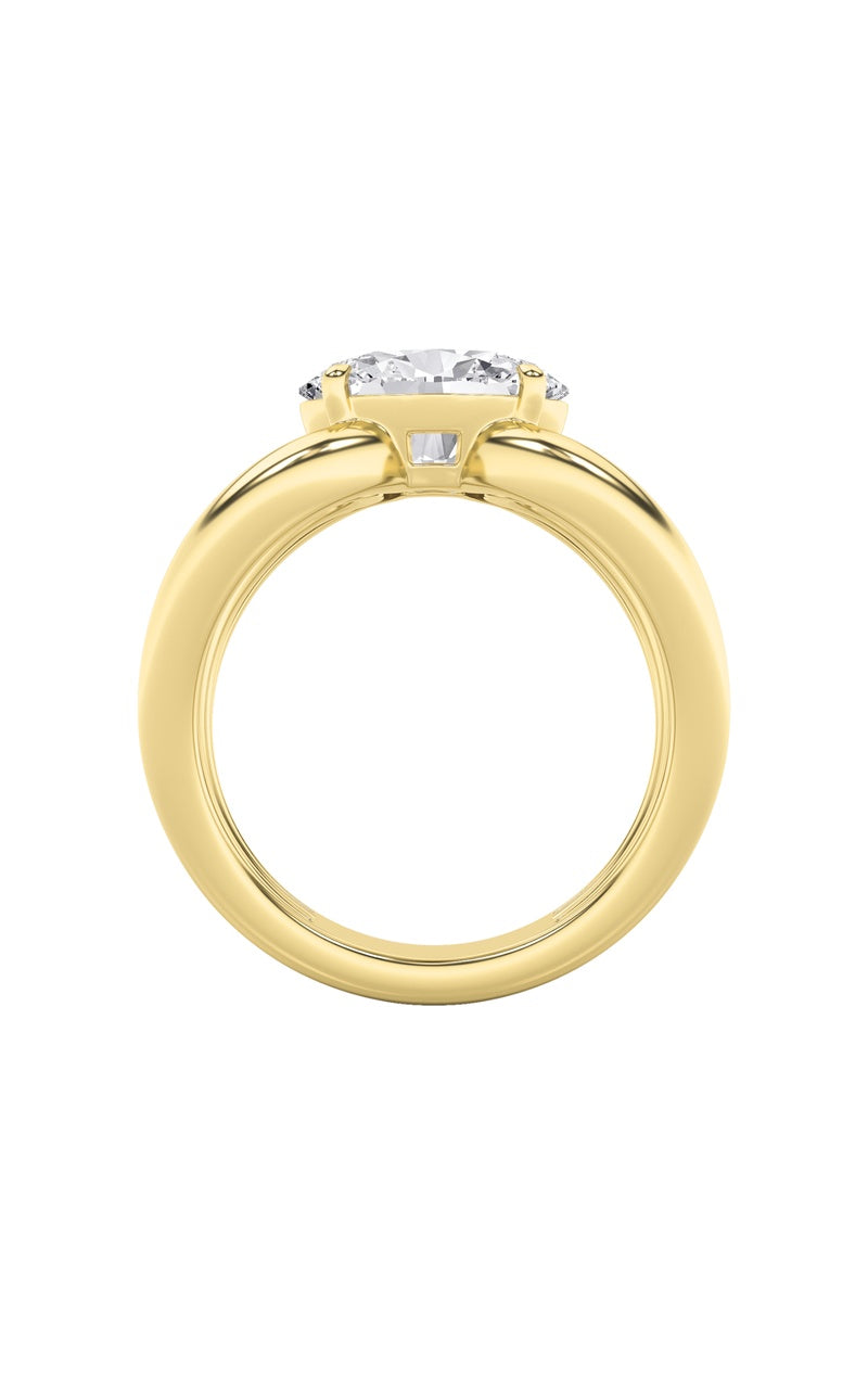 2CTW Oval Shaped Lab Grown Diamond (F/VS) East West Solitaire Ring in 14K Gold