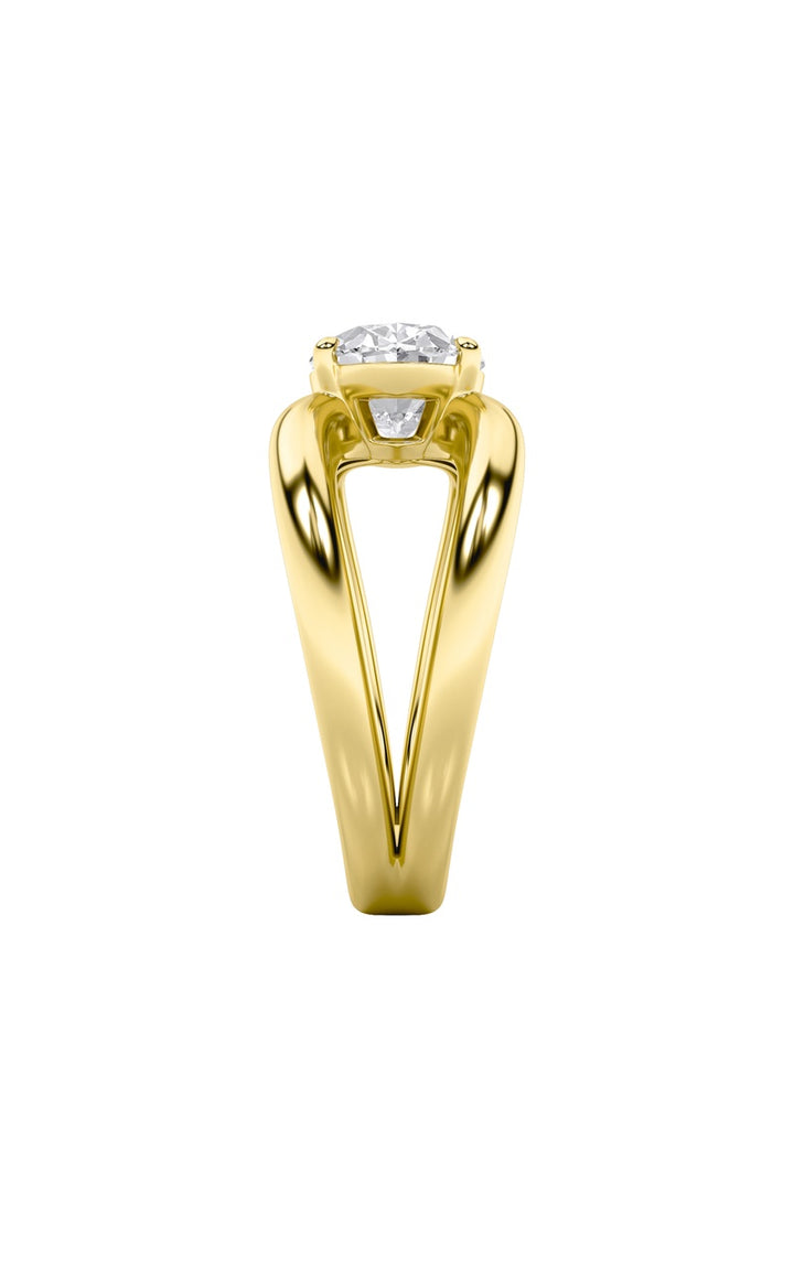 2CTW Oval Shaped Lab Grown Diamond (F/VS) East West Solitaire Ring in 14K Gold